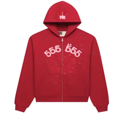 Sp5der Angel Number Zip Hoodie Merlot