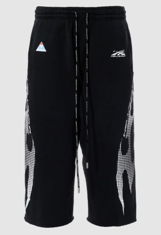 Hellstar Studio Gradient Flame 3/4 Shorts Black
