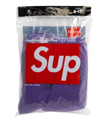 Supreme/Hanes Crew Purple Socks (4 Pack)