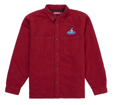 Supreme Quilted Lined Denim Snap Shirt Red