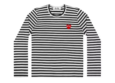 Comme des Garcons PLAY Play Striped Long Sleeve T-Shirt Black/White Pre-Owned
