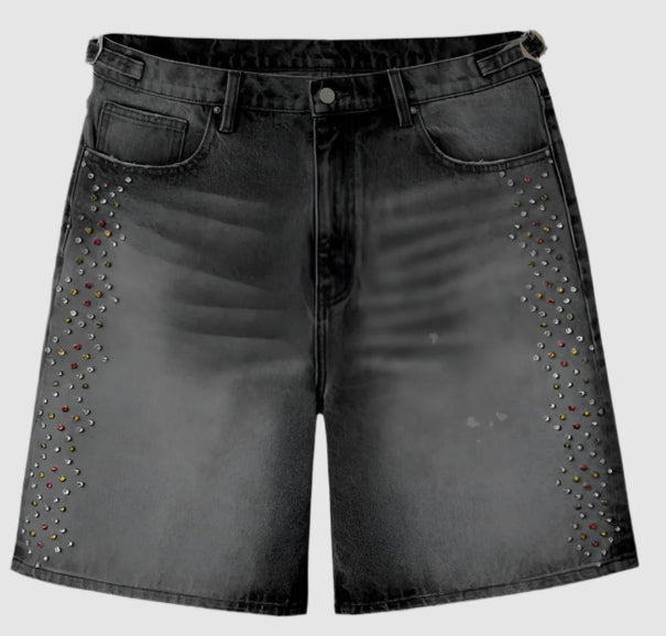 HMDD Crystal H-Star Jorts Black Wash