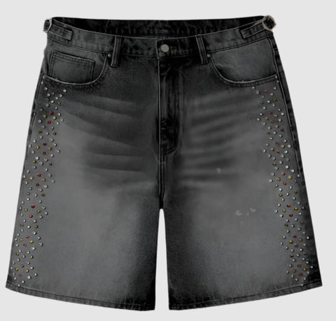 HMDD Crystal H-Star Jorts Black Wash