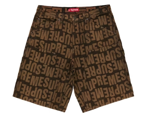 Supreme Repeat Jacquard Double Knee Denim Shorts Dark Brown