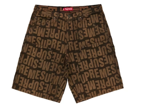 Supreme Repeat Jacquard Double Knee Denim Shorts Dark Brown