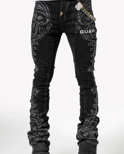 GUAPI Vintage Black Paisley Denim