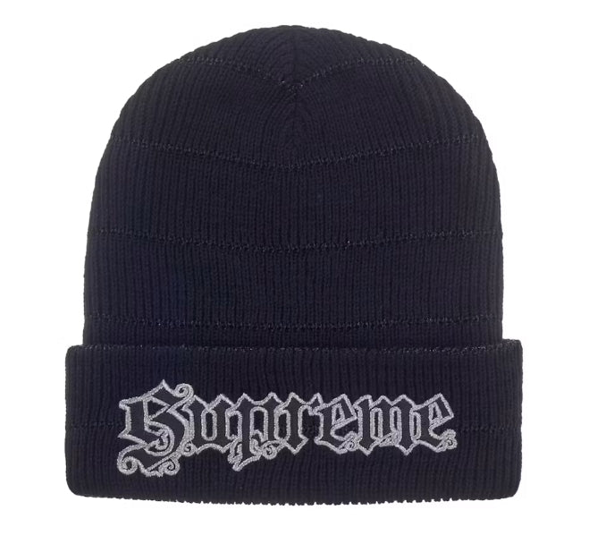 Supreme Metallic Stripe Beanie Black