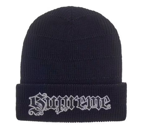 Supreme Metallic Stripe Beanie Black