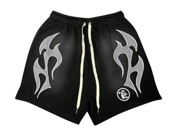 Hellstar Flame Shorts Black Pre-Owned