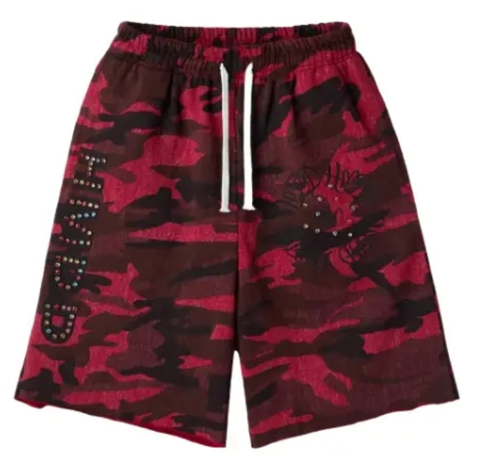 HMDD Red Camo Chimstone Sweat Shorts