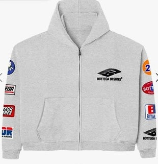 Bottega Desires Racing Graphic Print Zip Up Grey Pre-Owned