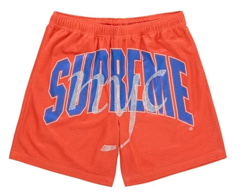 Supreme Rhinestone Mesh Shorts Orange