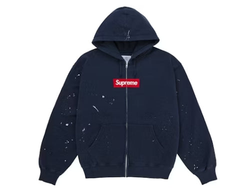 Supreme MM6 Maison Margiela Box Logo Zip Up Hooded Sweatshirt Navy