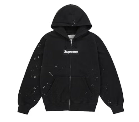 Supreme MM6 Maison Margiela Box Logo Zip Up Hooded Sweatshirt Black
