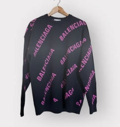 Balenciaga Purple and Black All Over Logo Sweater Pre-Owned