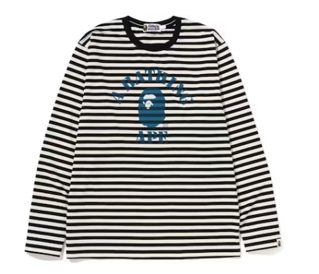 BAPE Discharge College Hoop L/S Tee White Pre-Owned