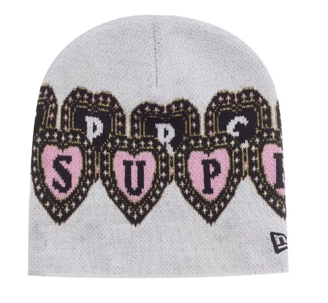 Supreme New Era Hearts Beanie White