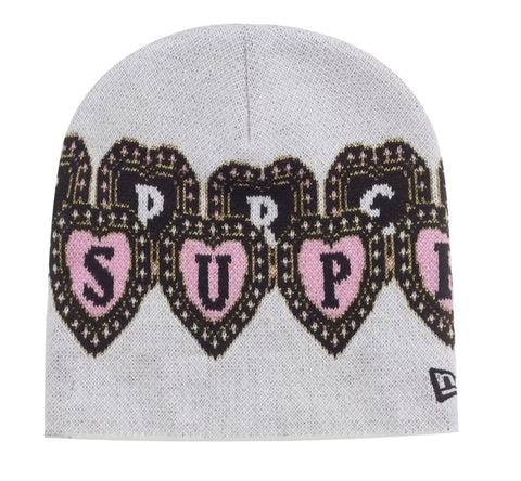 Supreme New Era Hearts Beanie White