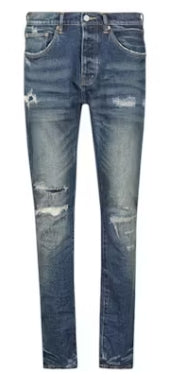 Purple Brand Low Rise Skinny Leg Light Destroy Jeans Dark Indigo