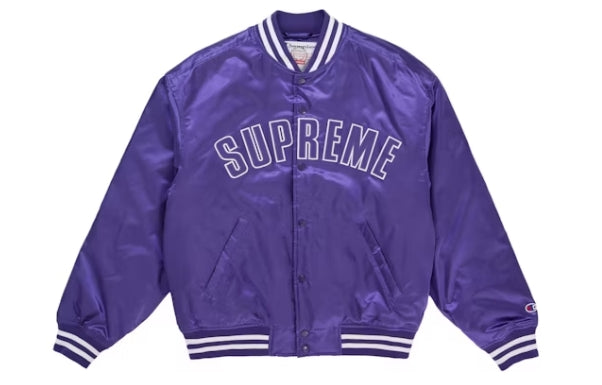 Supreme Champion Satin Varsity Jacket Purple