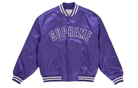 Supreme Champion Satin Varsity Jacket Purple