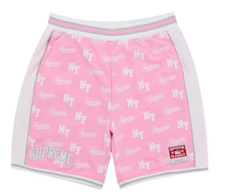 Supreme Mitchell & Ness Monogram Basketball Shorts Pink