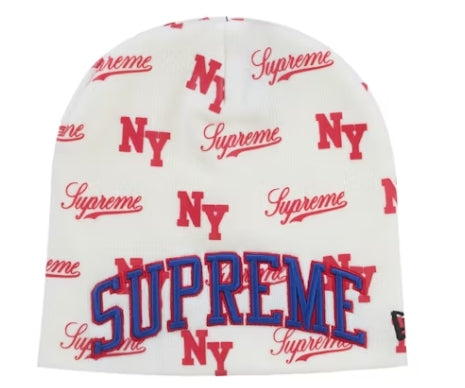 Supreme New Era Monogram Beanie White