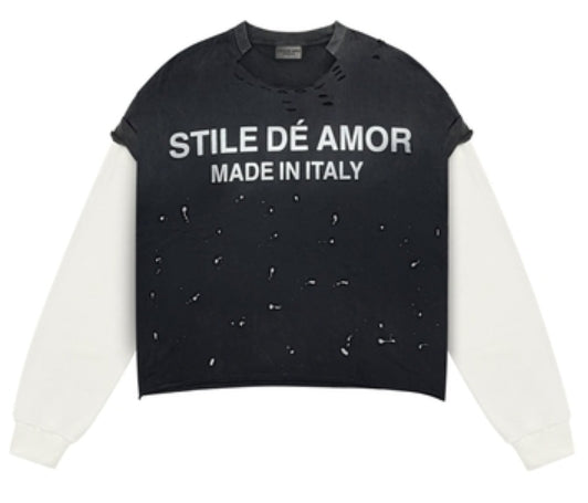 Stile De Amor Nero Su Bianco Longsleeve Tee
