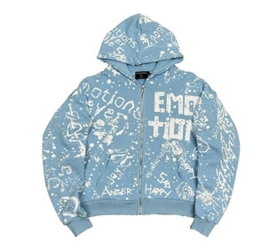 Mixed Emotion Blue Graffiti Hoodie