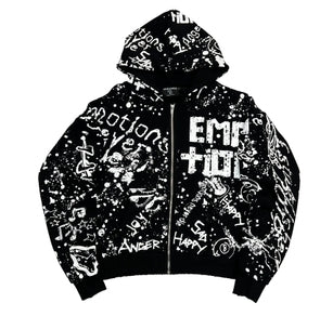 Mixed Emotion Black Graffiti Hoodie