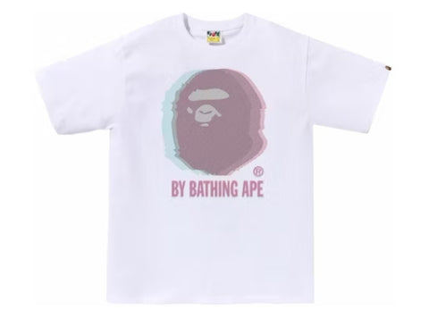 BAPE Glitch Art By Bathing Tee White