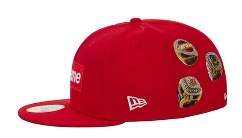 Supreme Rings Box Logo New Era 59Fifty Fitted Hat Red