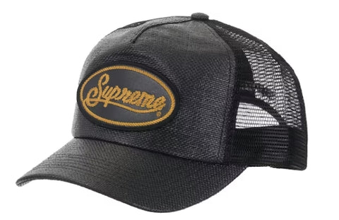 Supreme Raffia Mesh Back 5-Panel Hat Black
