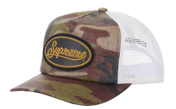 Supreme Raffia Mesh Back 5-Panel Hat Woodland Camo