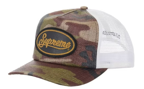 Supreme Raffia Mesh Back 5-Panel Hat Woodland Camo