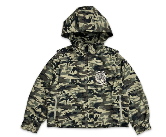 Saint Vanity Nylon Hooded Jacket Woodland Camo