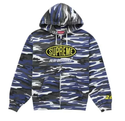 Supreme Performance Zip Up Hooded Sweatshirt Blue Camo