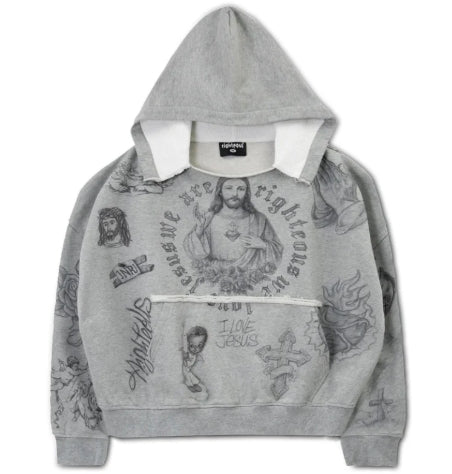 We Are Righteous God's Favorite Distressed Hoodie Grey