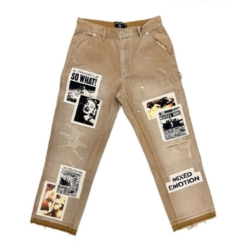Mixed Emotion Newspaper Carpenter Pants