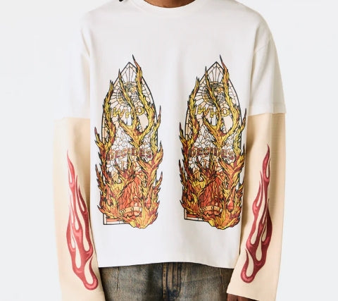 Who Decides War Flame Glass Double T-Shirt