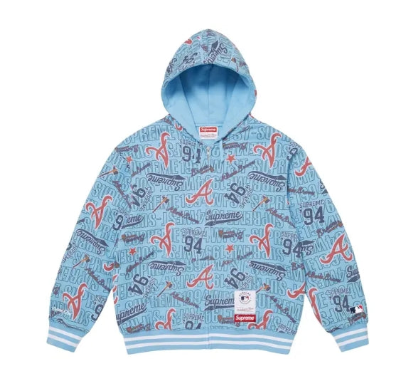 Supreme Mitchell & Ness Teams Zip Up Hooded Sweatshirt Blue