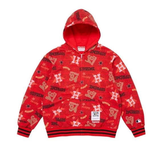 Supreme Mitchell & Ness Teams Zip Up Hooded Sweatshirt Red