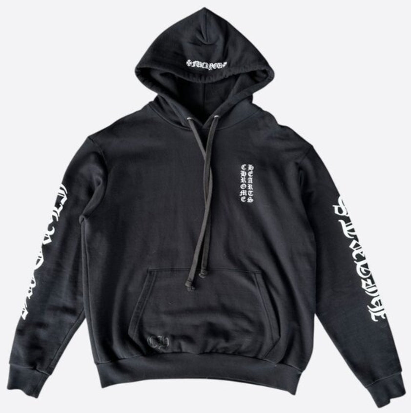 Chrome Hearts Black & White Script Logo Hoodie Pre-Owned