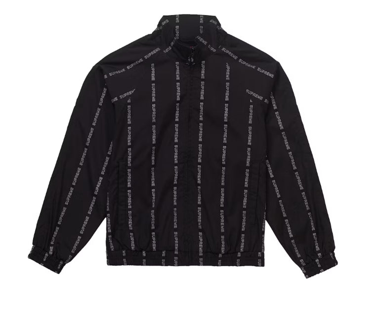 S Supreme Reflective Text Track Jacket 黒 Supreme Reflective Text Track Jacket Black Pre-Owned – Overtime By