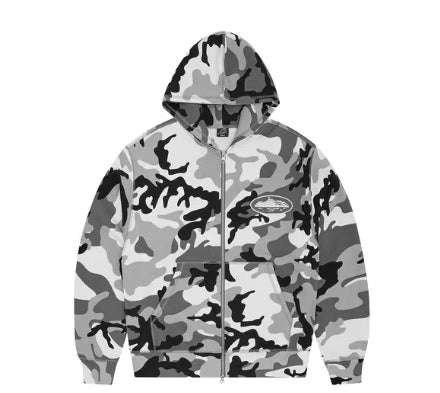 Corteiz Island Puff Print Zip Hoodie Arctic Camo Pre-Owned