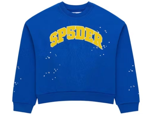 Sp5der Varsity Web Crewneck Blue