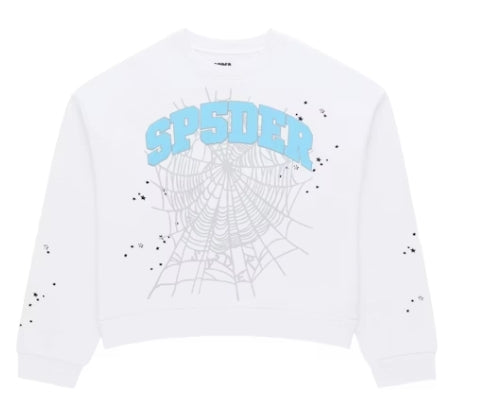 Sp5der Varsity Web Crewneck White