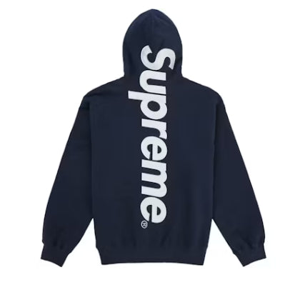 Supreme Satin Applique Hooded Sweatshirt SS26 Navy