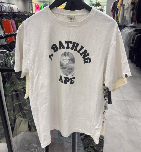 BAPE Digi Camo Ape Head College Tee White/Grey Pre-Owned