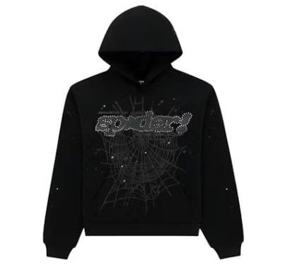 Sp5der Rhinestone Punk V2 Hoodie Black
